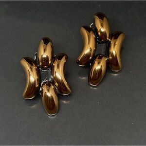 RENOIR VTG  Modernist Copper Clip Earrings
